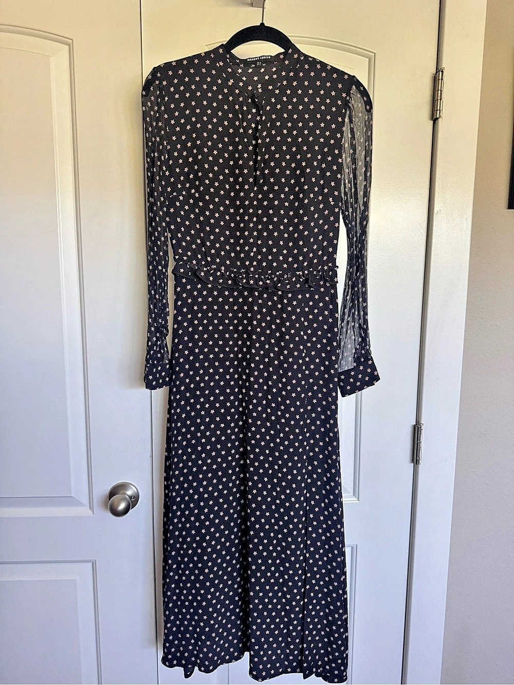 Markus Lupfer Star Print Silk Midi Dress Size 4 Like New